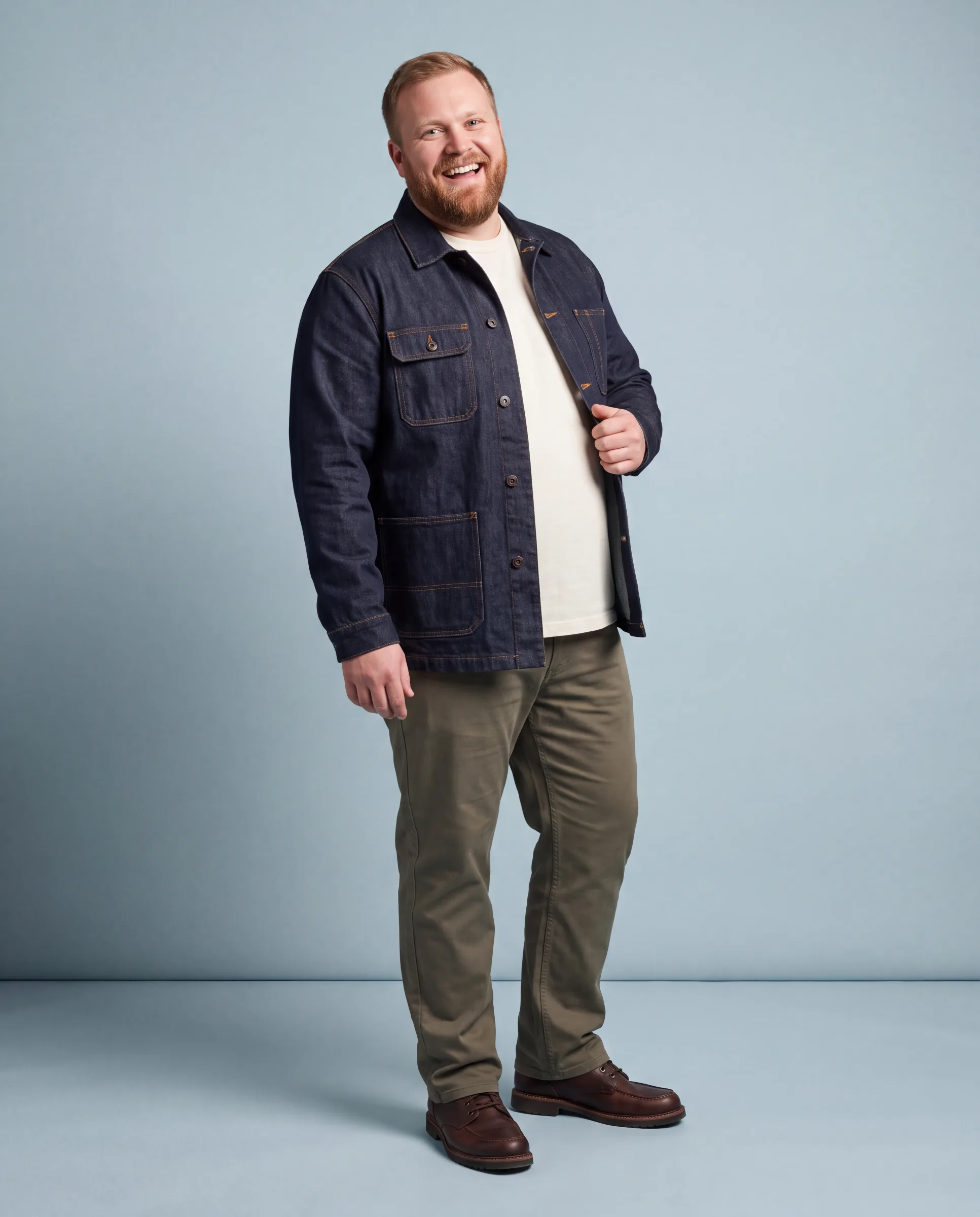 Man wearing a jacket in a studio