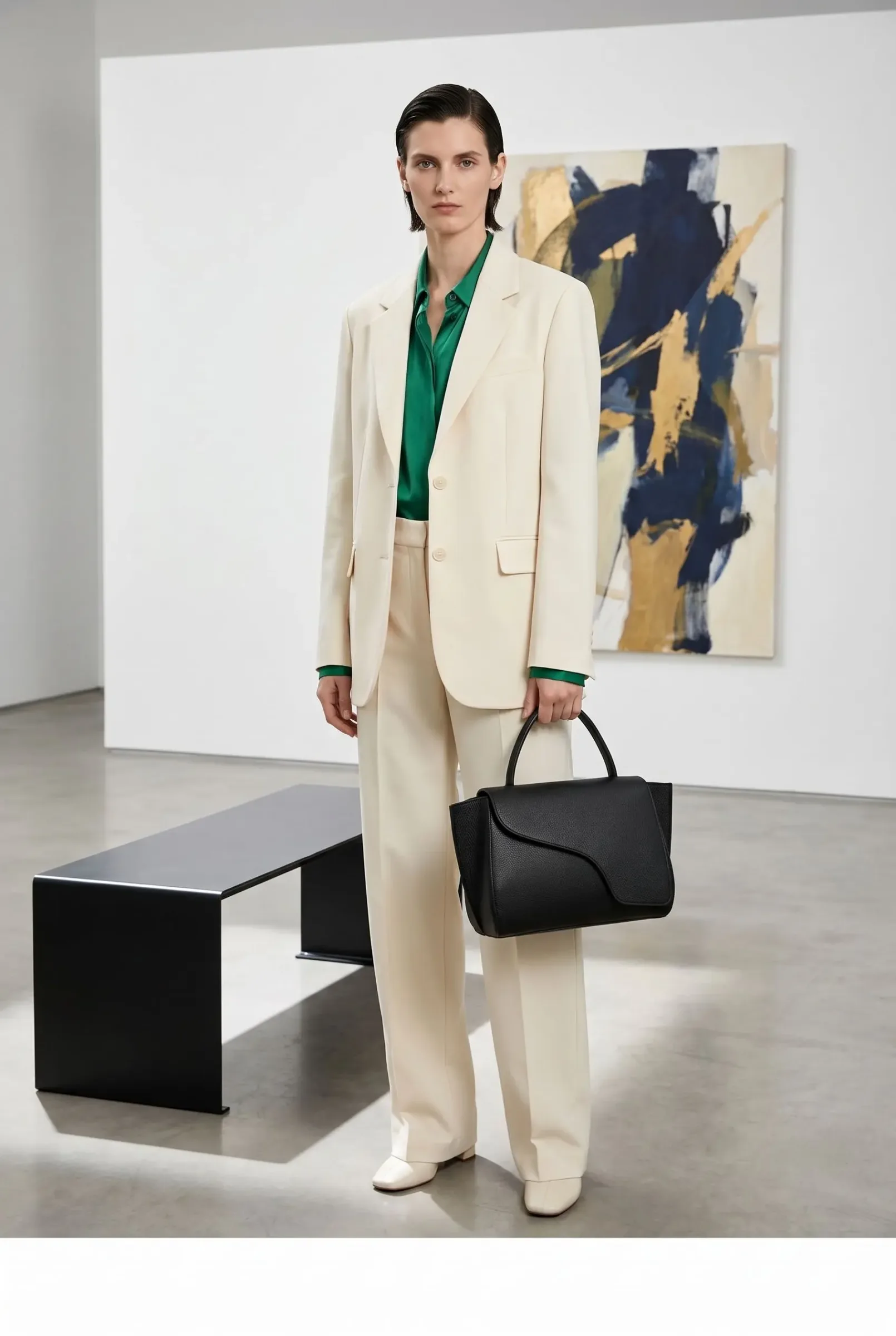 White suit in a gallery