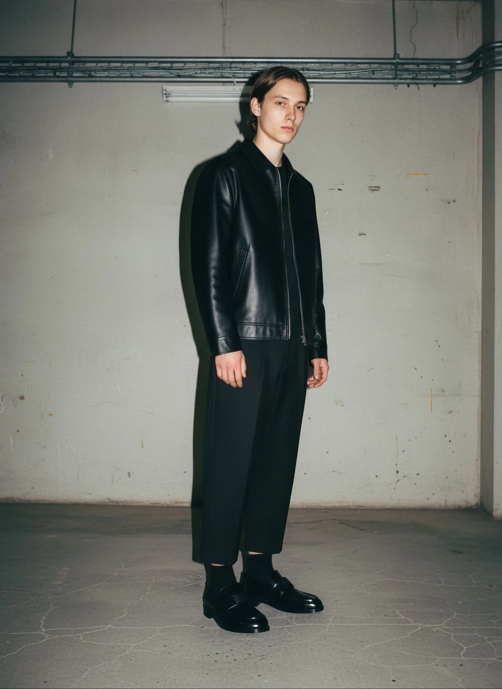 Man standing in a garage